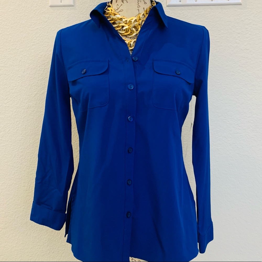 Kim Rogers - Blue Button Up Blouse